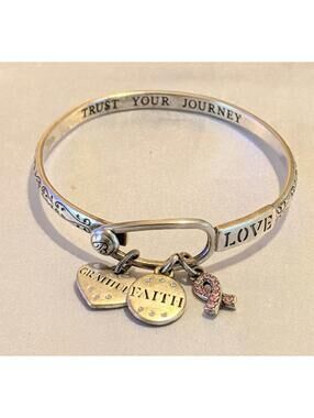 Brighton POWER of PINK Bangle Bracelet With Charms Trust Your Journey Swarovski